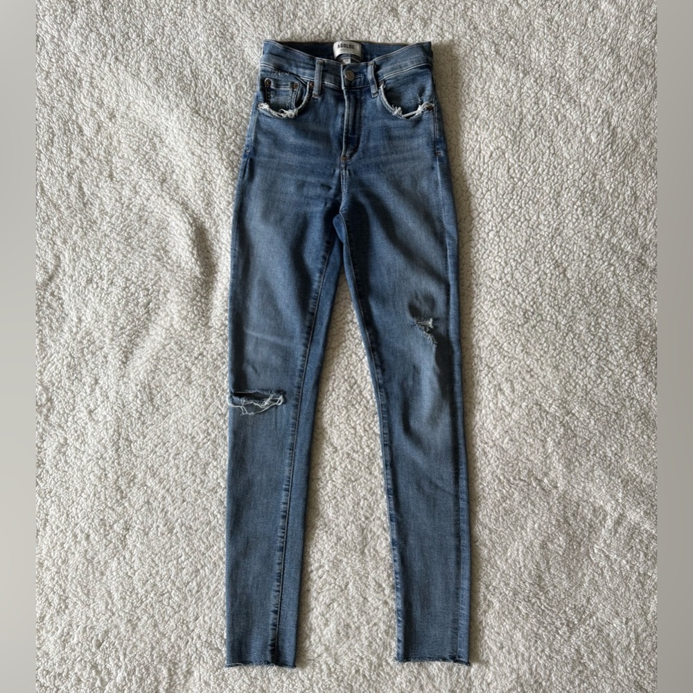 AGOLDE Women's Sophie Crop Blue Jeans Size 24/28
